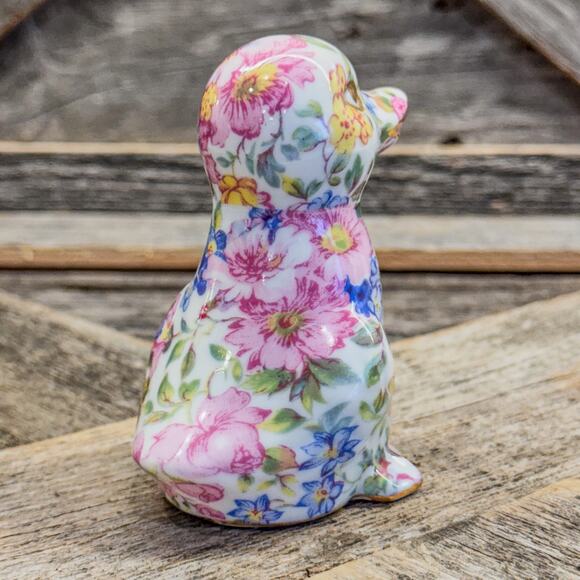 1980 Vintage Nantucket Chintz Porcelain Duck Figurine w/ Gold Accents, 3.5”H - Picture 7 of 10